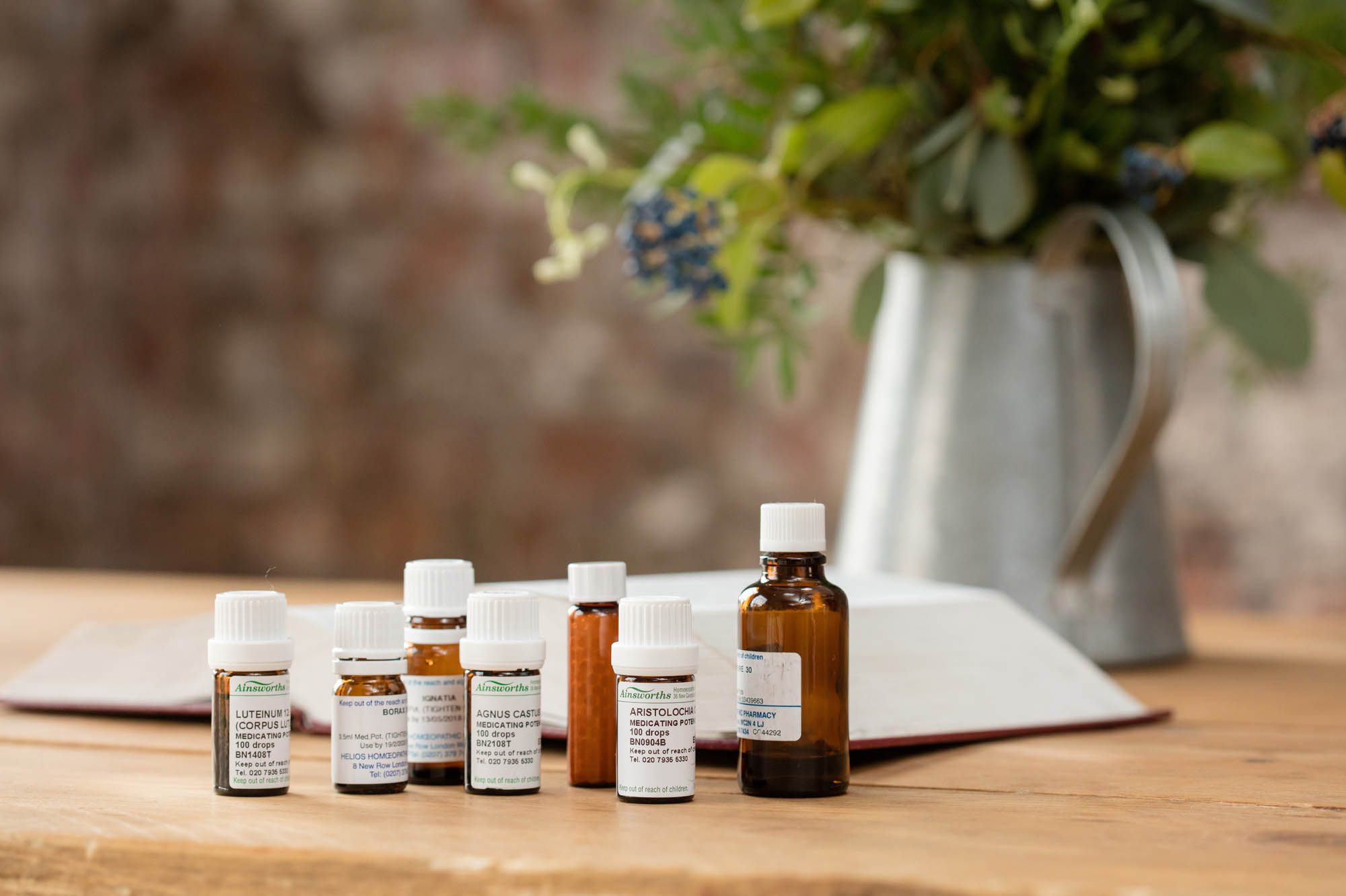 Herbal remedies on a table